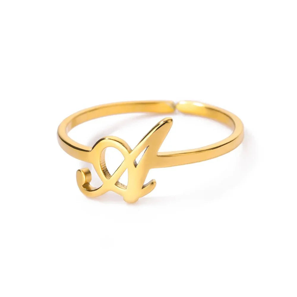 Dainty Adjustable Classy Letter Initial Rings - Aryomi