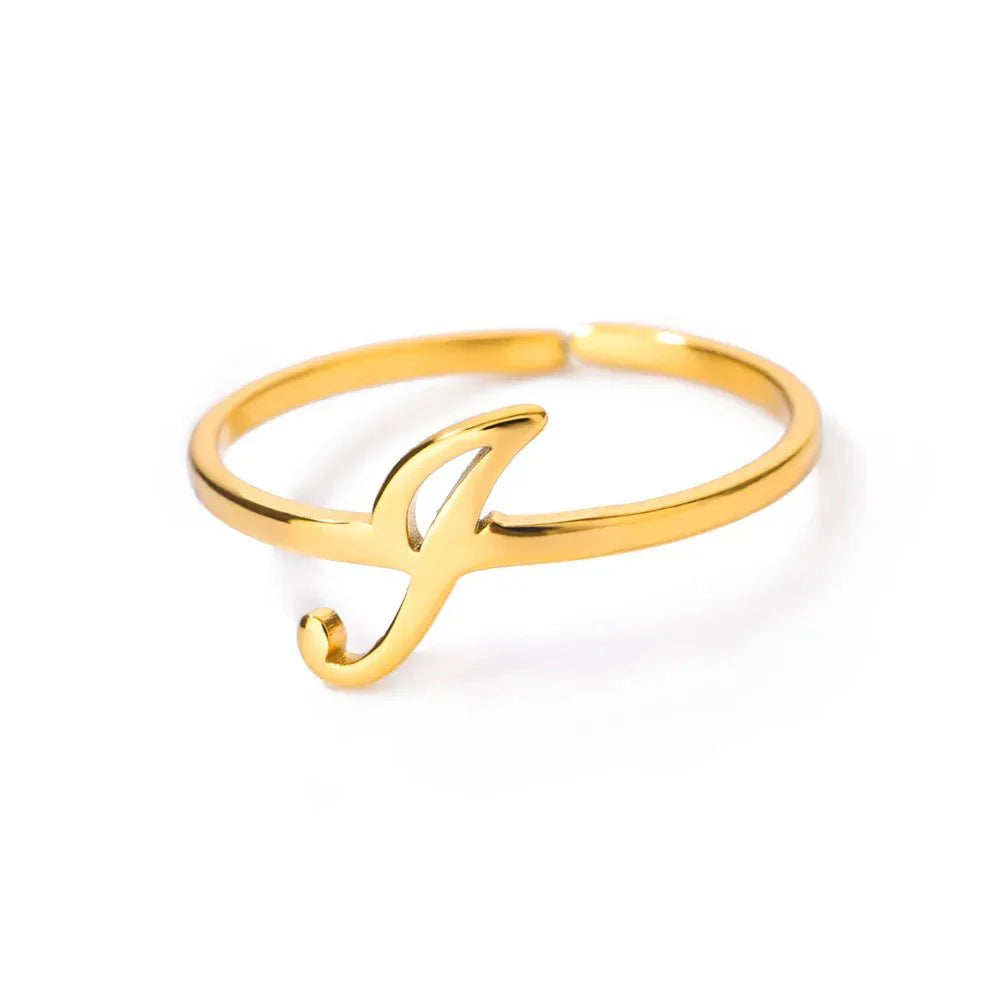 Dainty Adjustable Classy Letter Initial Rings - Aryomi