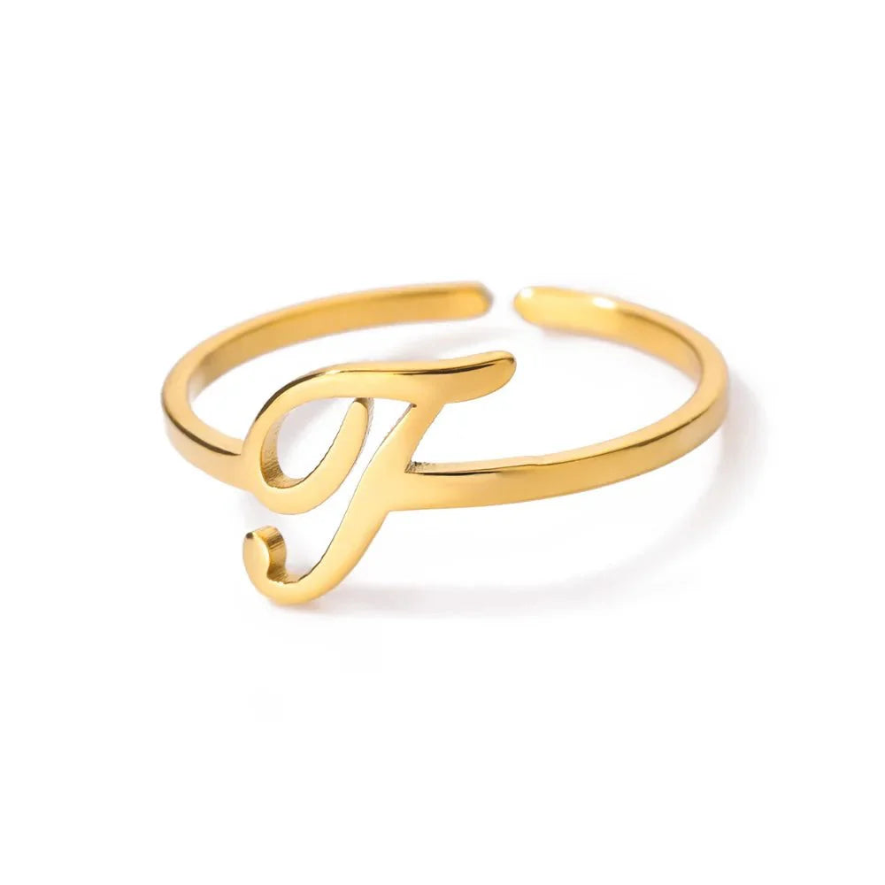 Dainty Adjustable Classy Letter Initial Rings - Aryomi