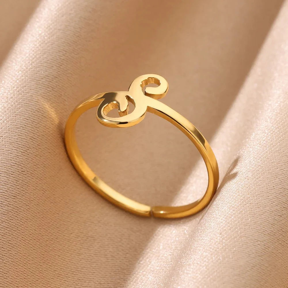 Dainty Adjustable Classy Letter Initial Rings - Aryomi