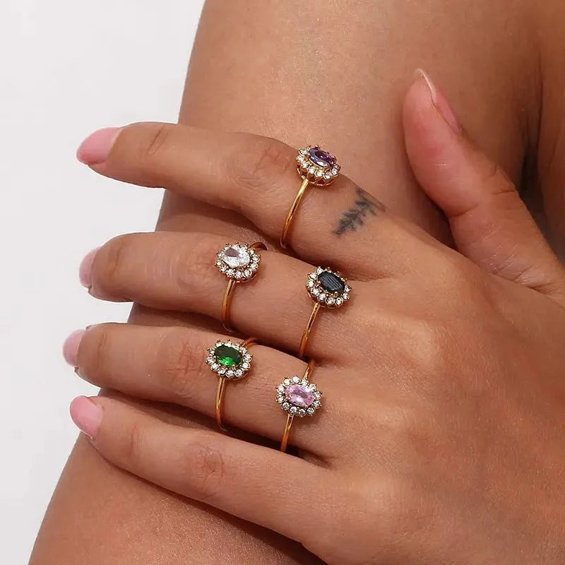 Dainty Adjustable Oval Diamond Rings - Aryomi