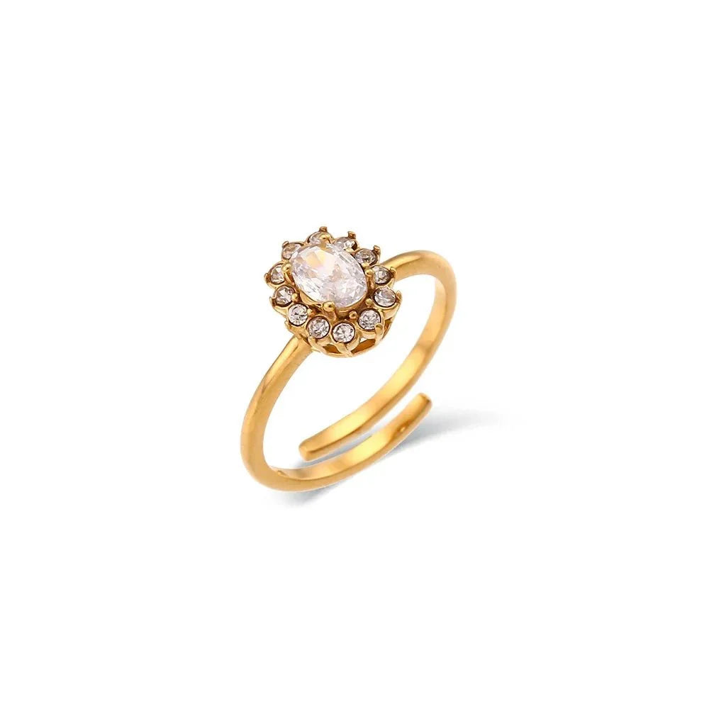 Dainty Adjustable Oval Diamond Rings - Aryomi