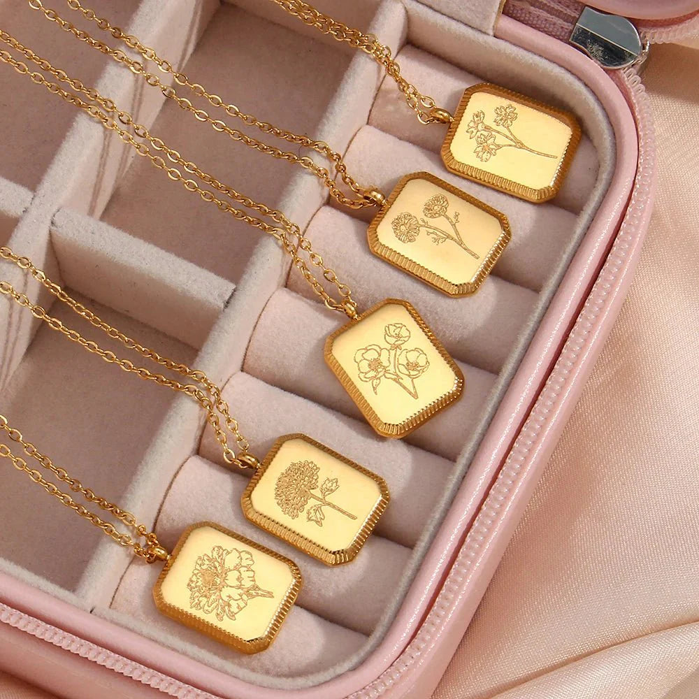 Dainty Birth Month Flower Necklace - Aryomi