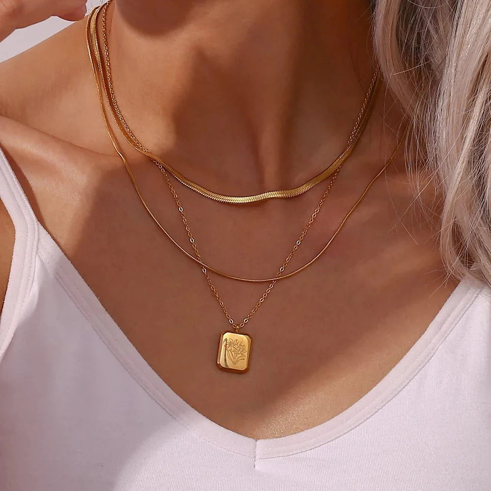 Dainty Birth Month Flower Necklace - Aryomi