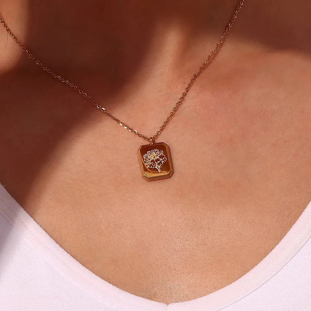 Dainty Birth Month Flower Necklace - Aryomi