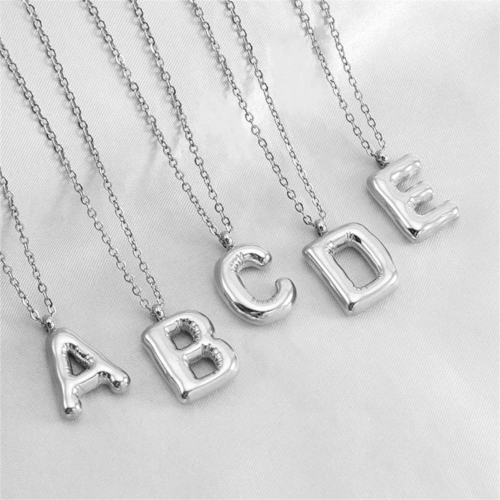 Dainty Bubble Letter Initial Necklace - Aryomi