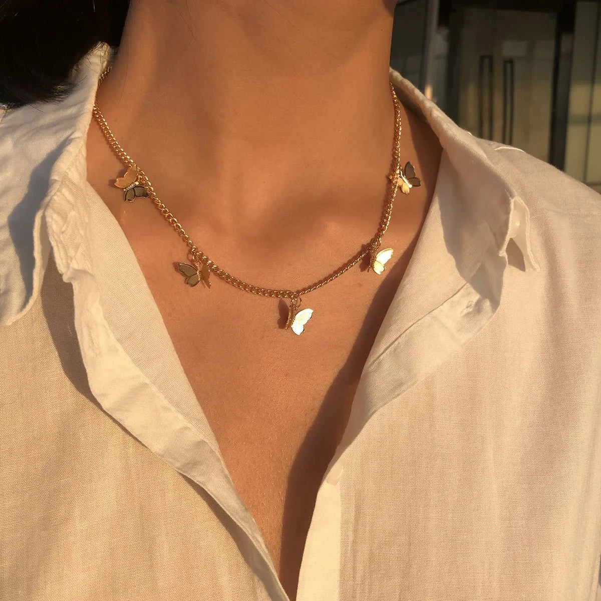 Dainty Butterfly Choker Necklace - Aryomi
