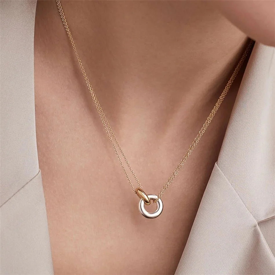 Dainty Circular Layered Love Necklace - Aryomi