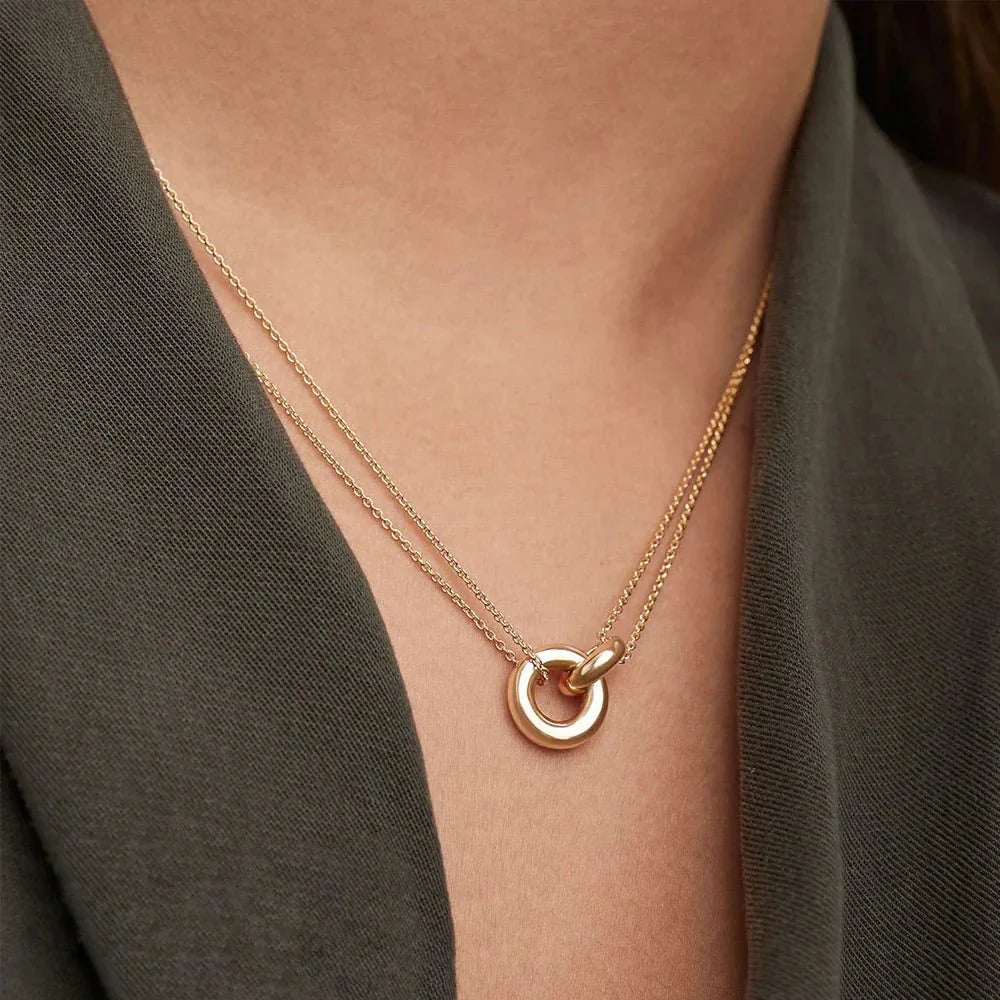 Dainty Circular Layered Love Necklace - Aryomi