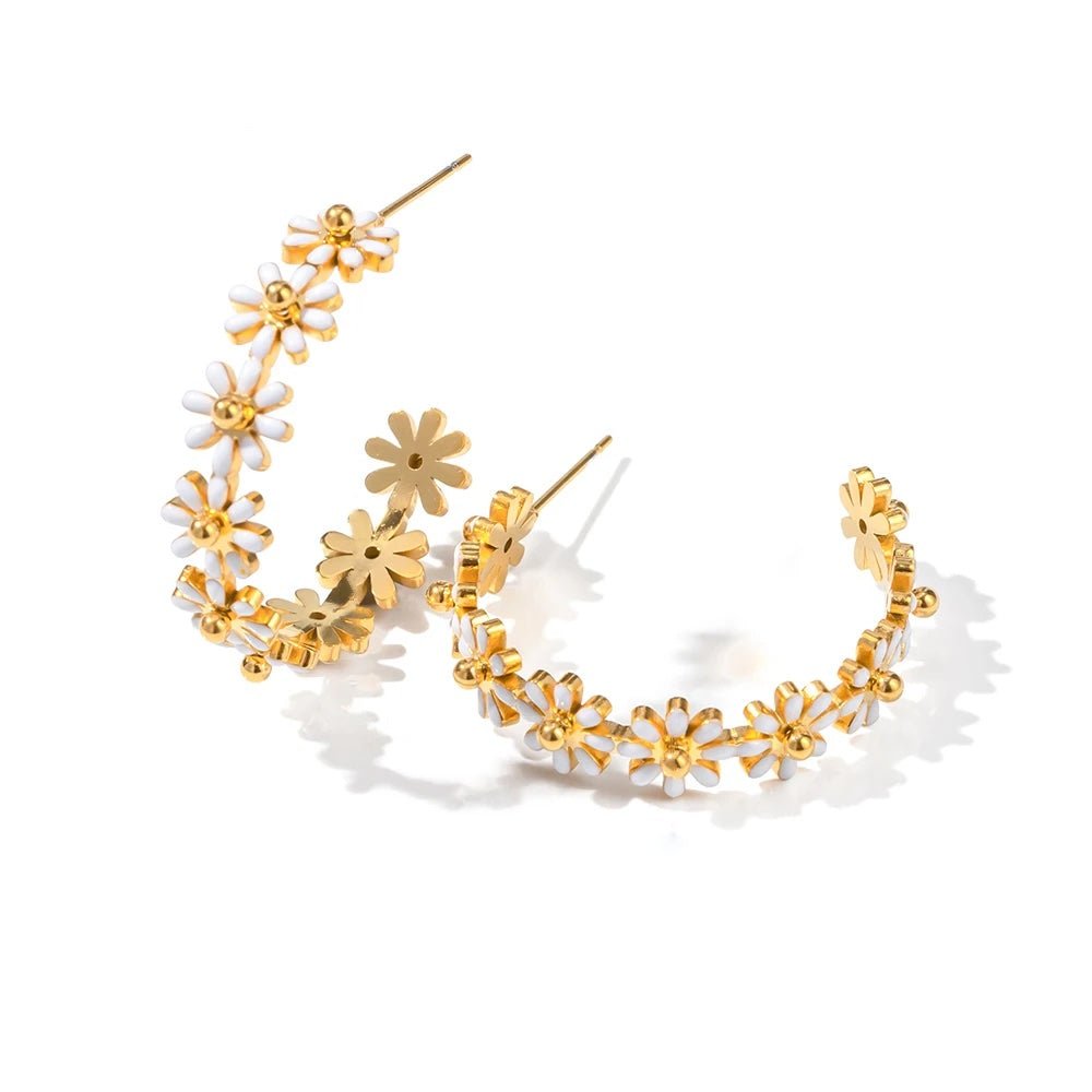 Dainty Daisy Floral Bracelet Necklace and Earrings Set - Aryomi