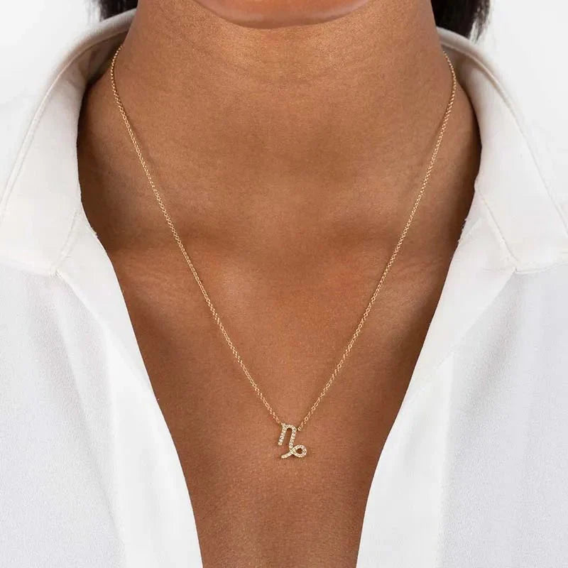 Dainty Diamond Zodiac Sign Necklace - Aryomi