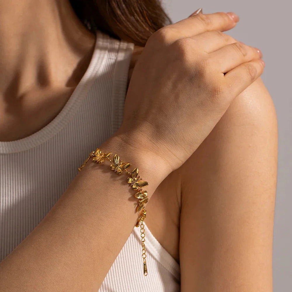 Dainty Feminine Butterfly Wrapped Bracelet - Aryomi