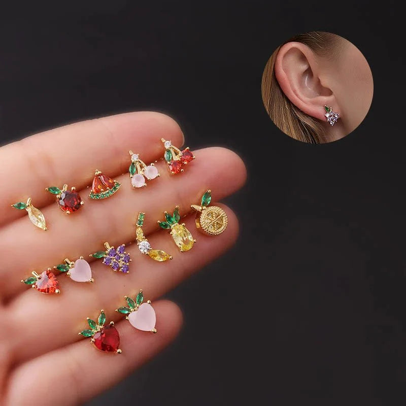 Dainty Fruit Hoop & Stud Earrings - Aryomi