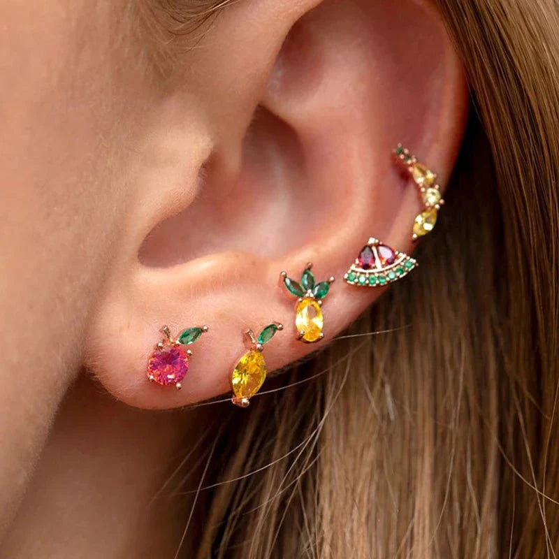 Dainty Fruit Hoop & Stud Earrings - Aryomi
