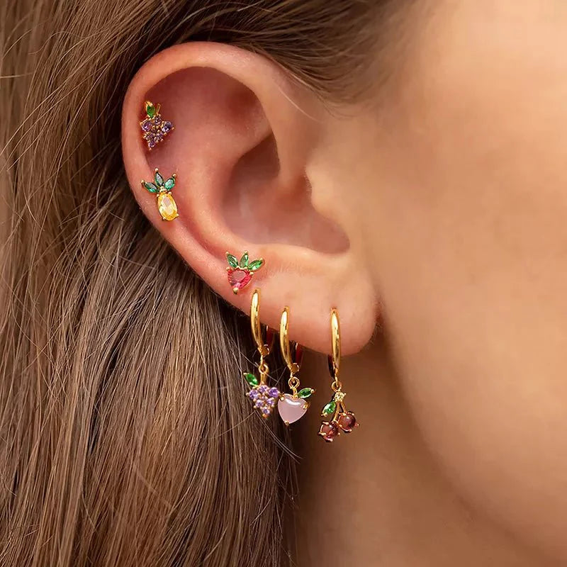 Dainty Fruit Hoop & Stud Earrings - Aryomi