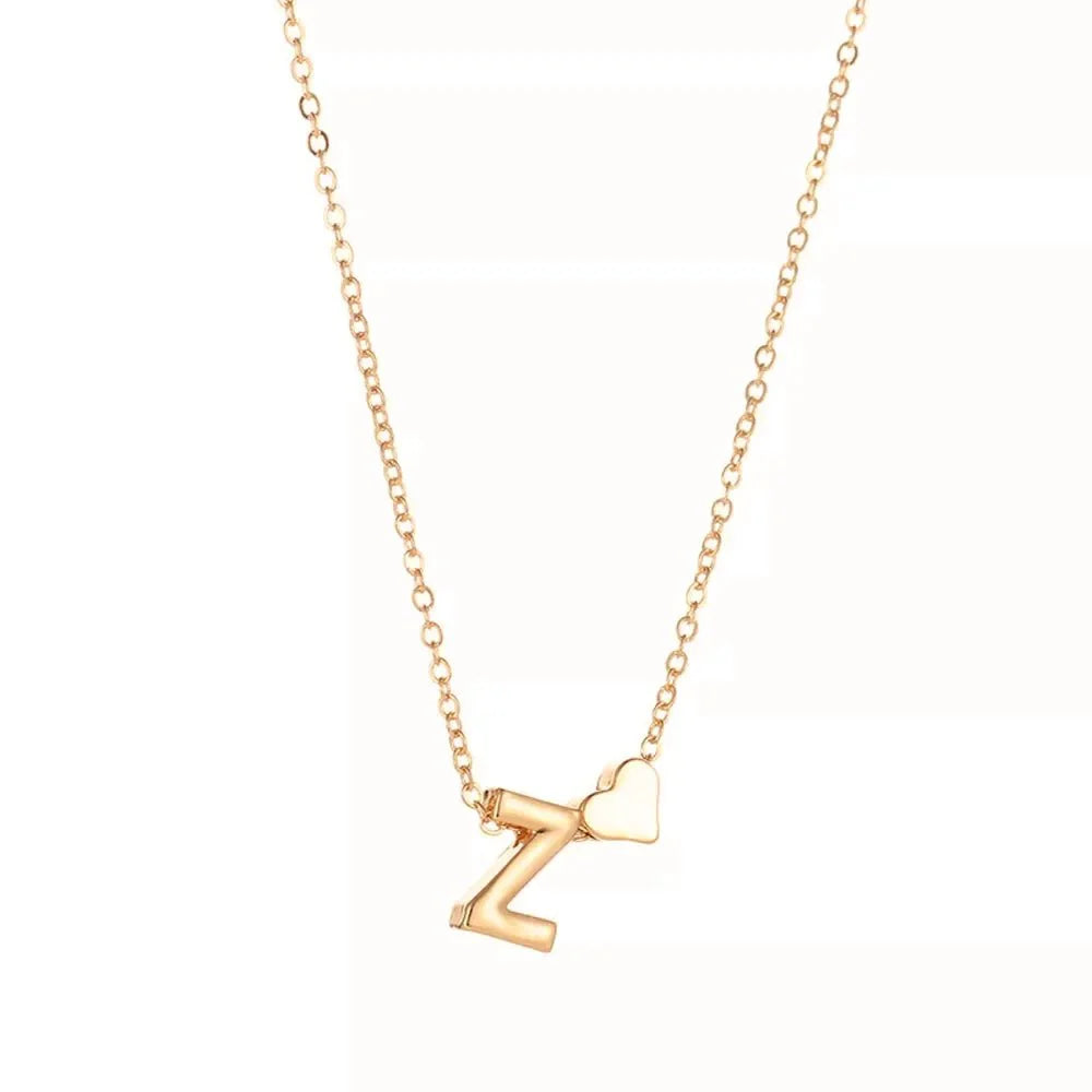Dainty Heart Letter Initial Necklace - Aryomi