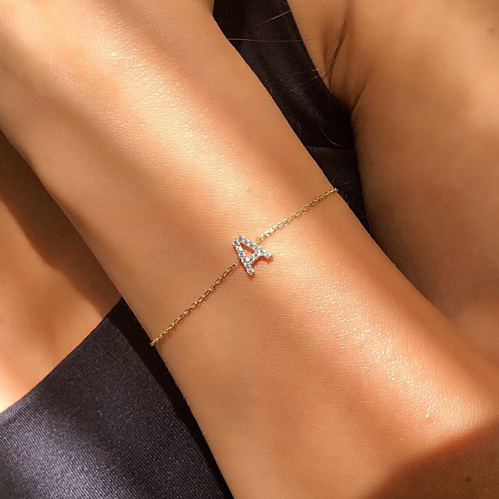 Dainty Initial Chain Bracelet - Aryomi