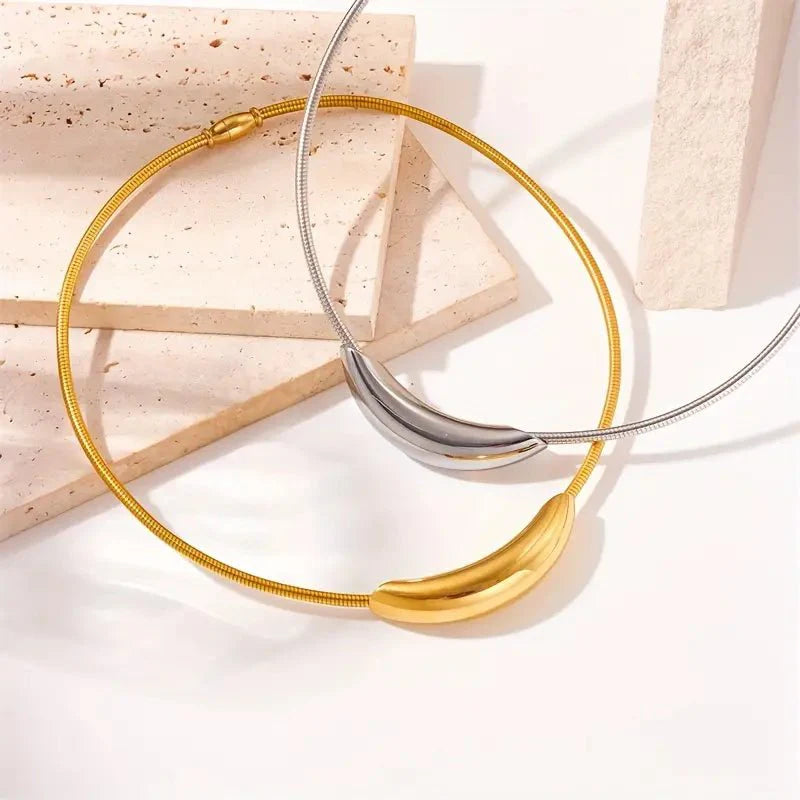 Dainty Modern Curve Choker Necklace - Aryomi