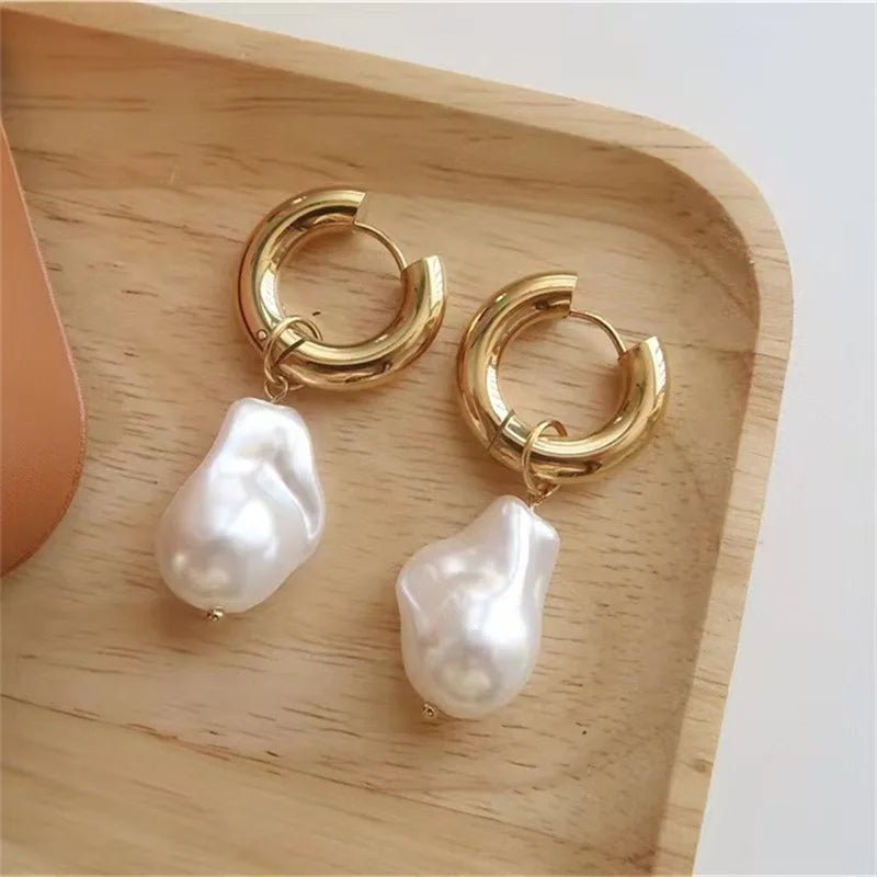 Dainty Pearl Huggie Earrings - Aryomi