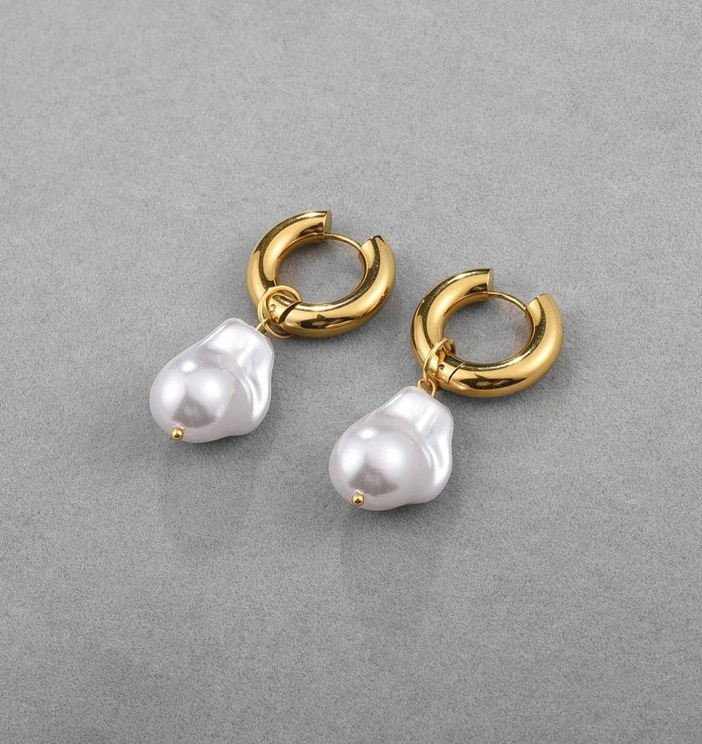 Dainty Pearl Huggie Earrings - Aryomi