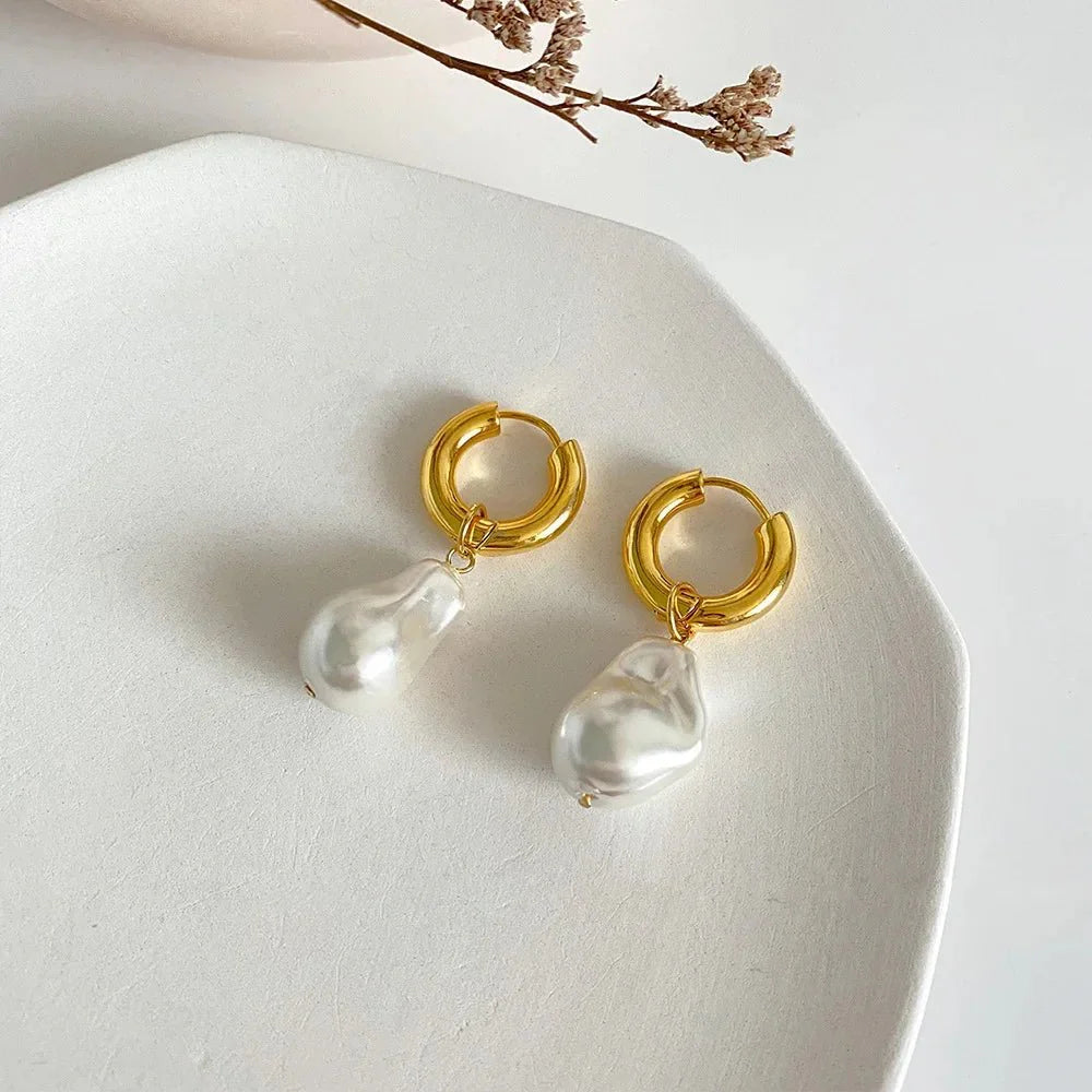 Dainty Pearl Huggie Earrings - Aryomi
