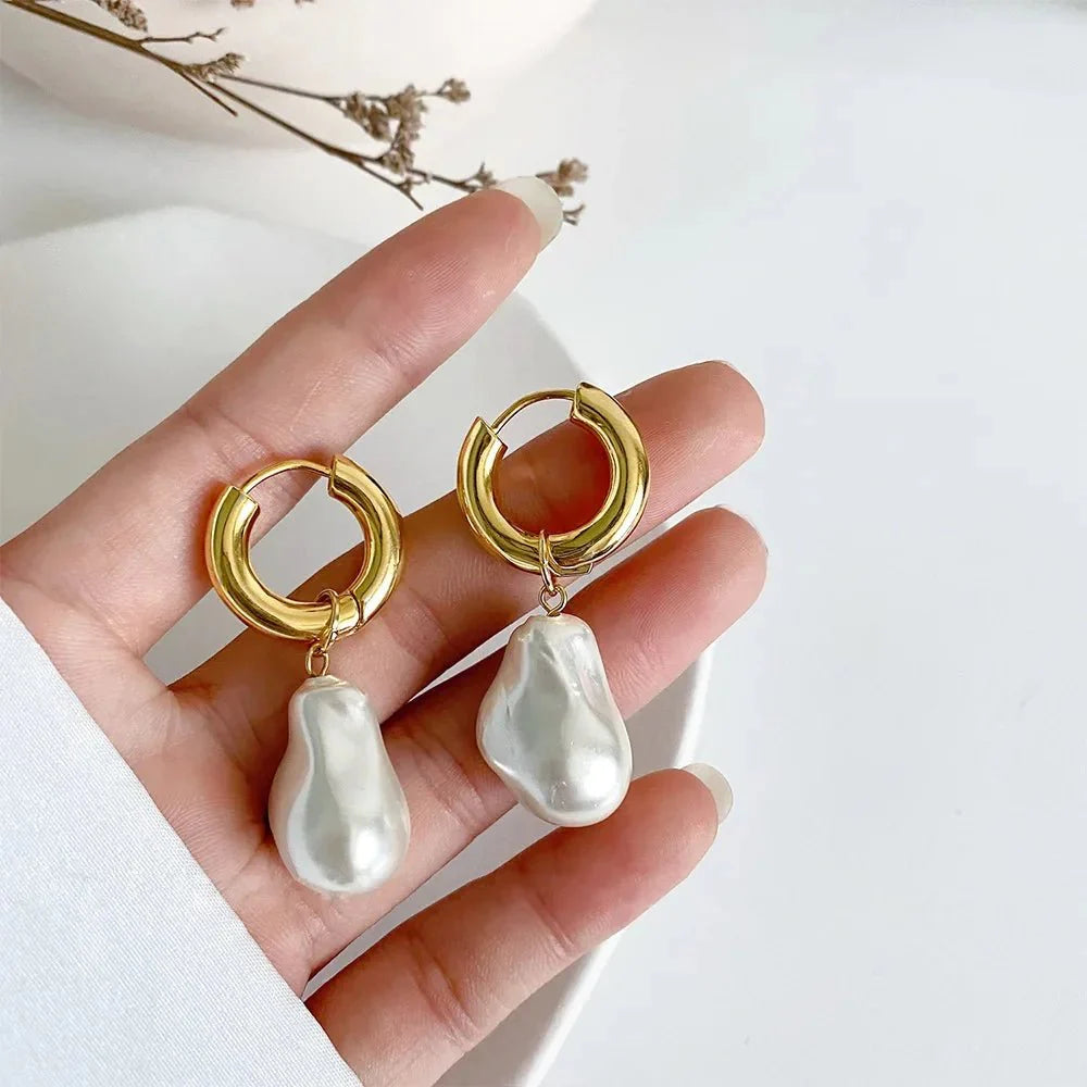 Dainty Pearl Huggie Earrings - Aryomi