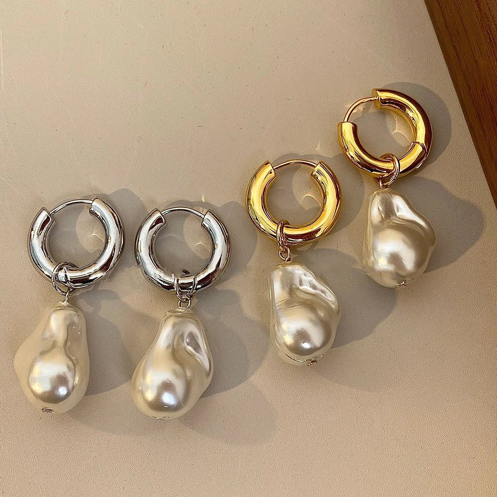 Dainty Pearl Huggie Earrings - Aryomi