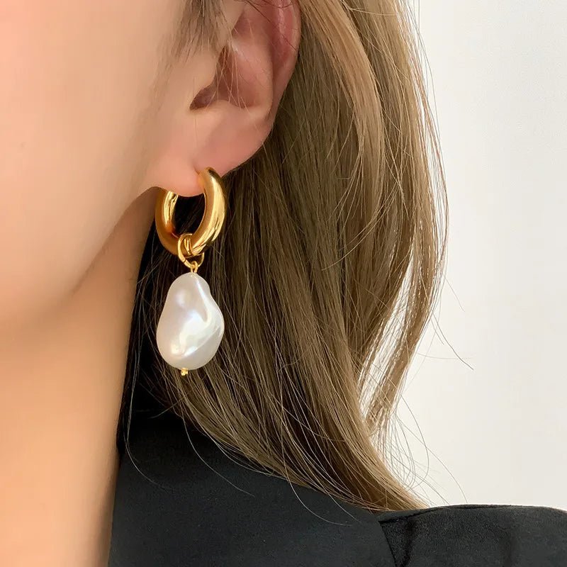 Dainty Pearl Huggie Earrings - Aryomi