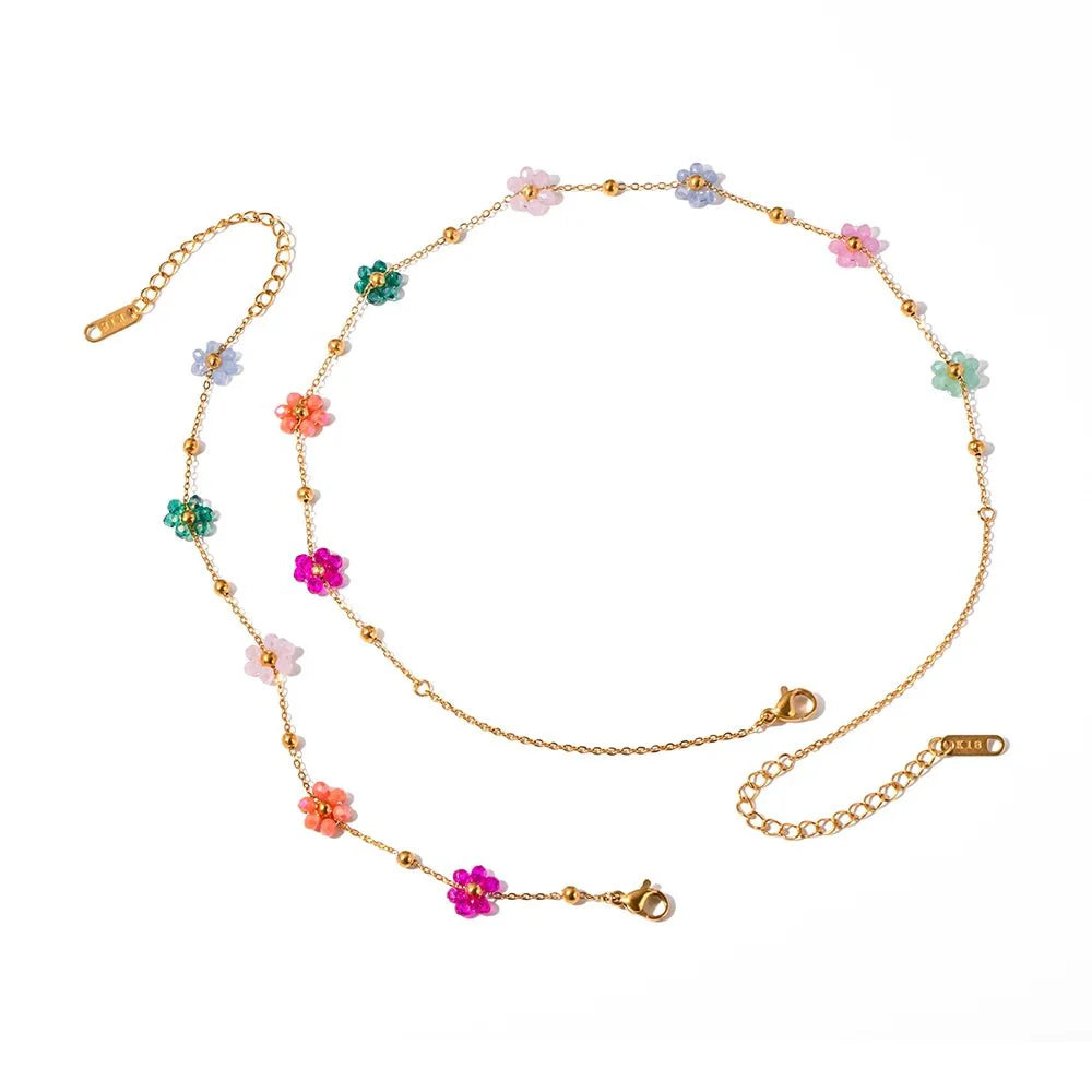 Dainty Spring Floral Bracelet and Necklace - Aryomi