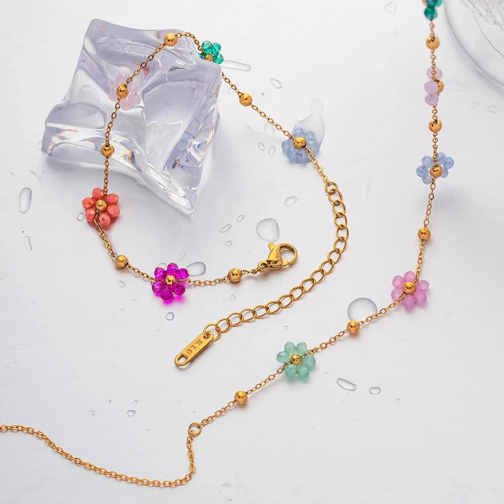 Dainty Spring Floral Bracelet and Necklace - Aryomi