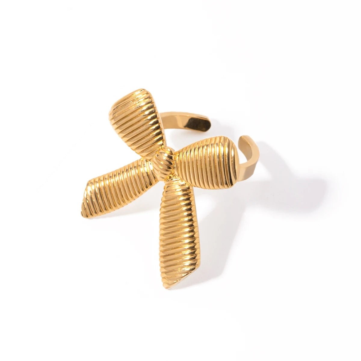Dainty Striped Bow Elegant Ring and Earrings - Aryomi