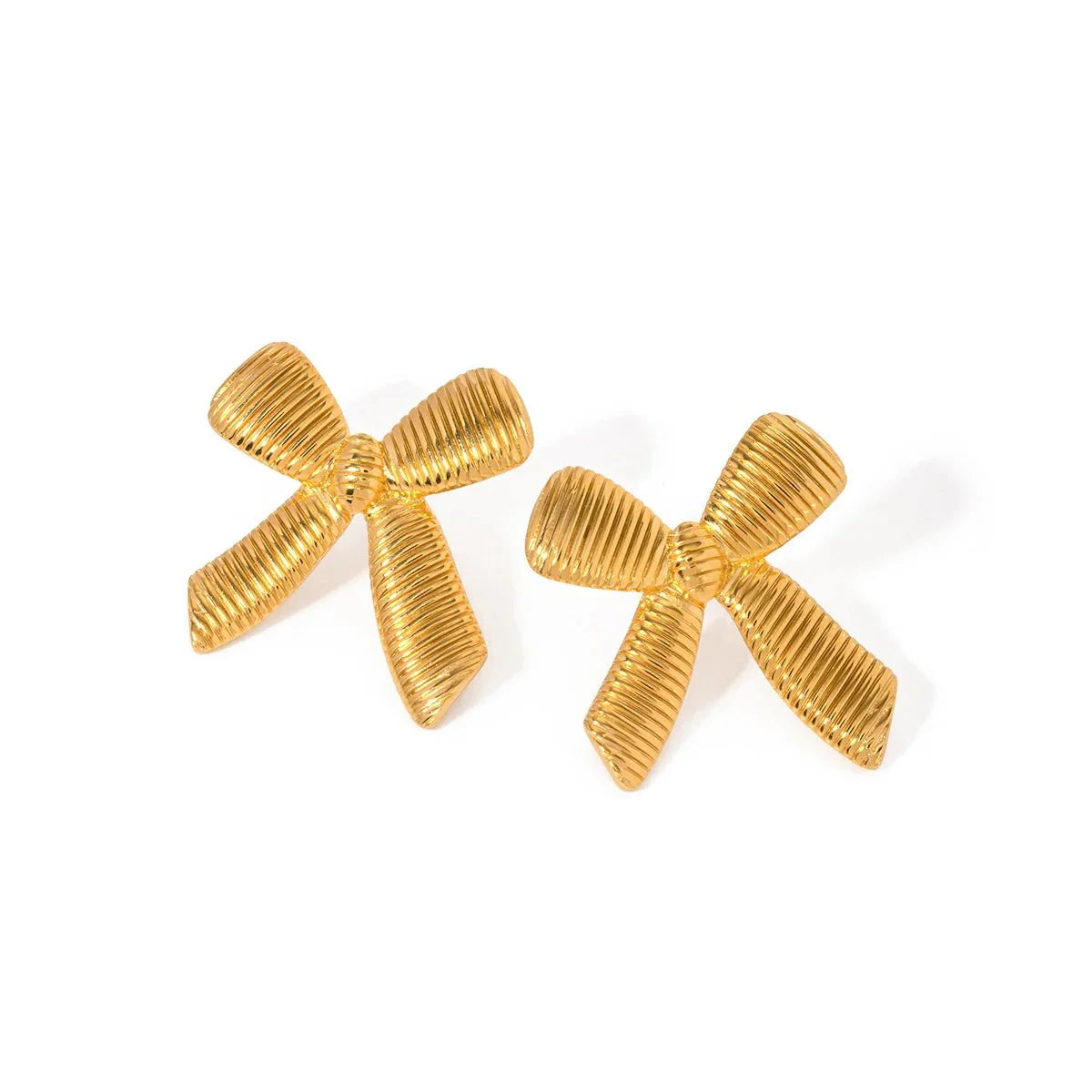 Dainty Striped Bow Elegant Ring and Earrings - Aryomi