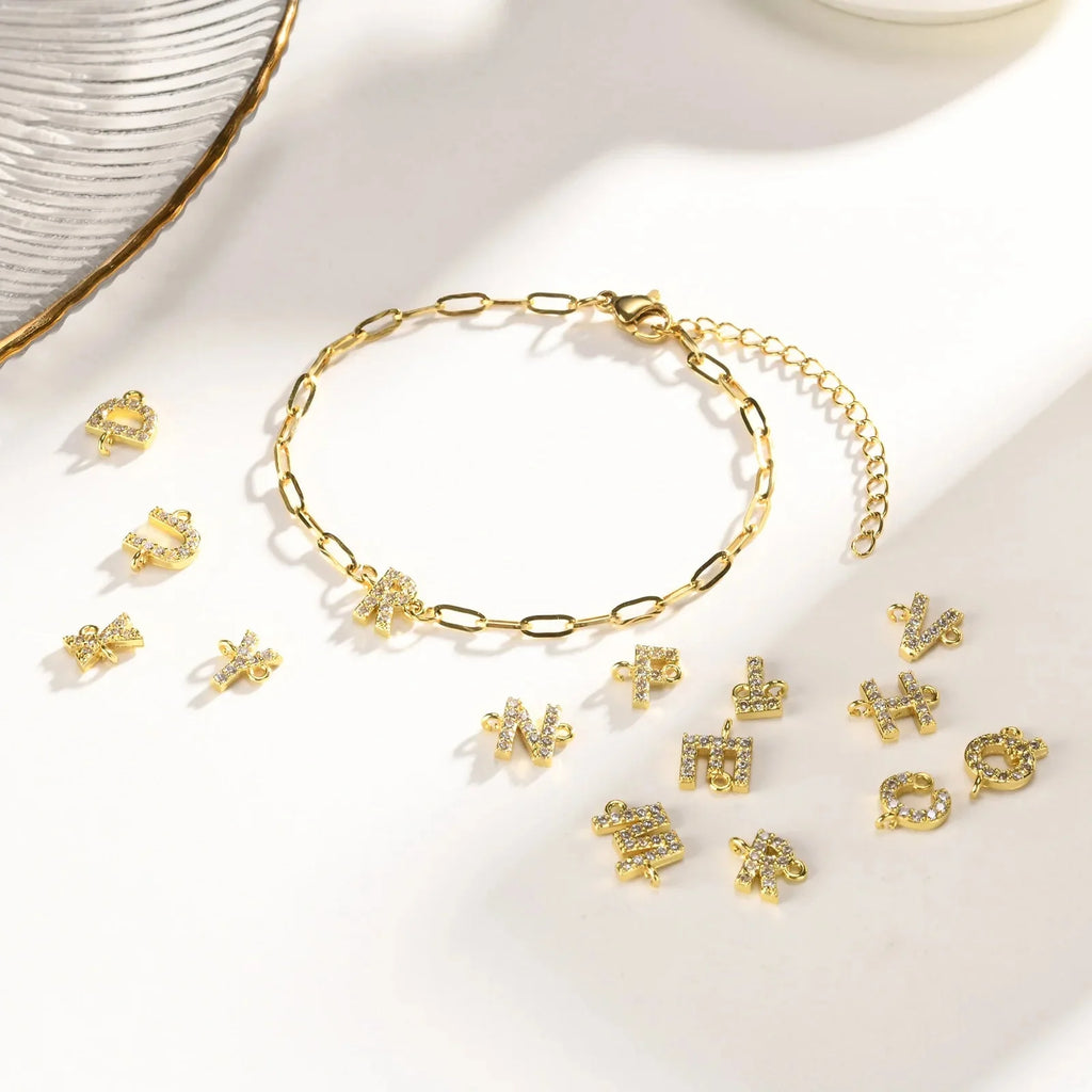 Dainty Thin Paperclip Letter Initial Bracelet - Aryomi