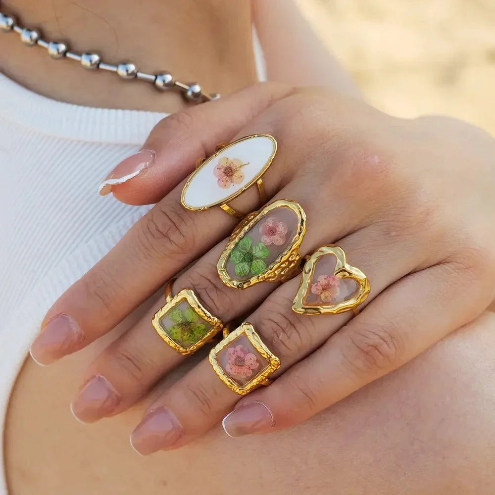 Elegant Floral Adjustable Rings - Aryomi
