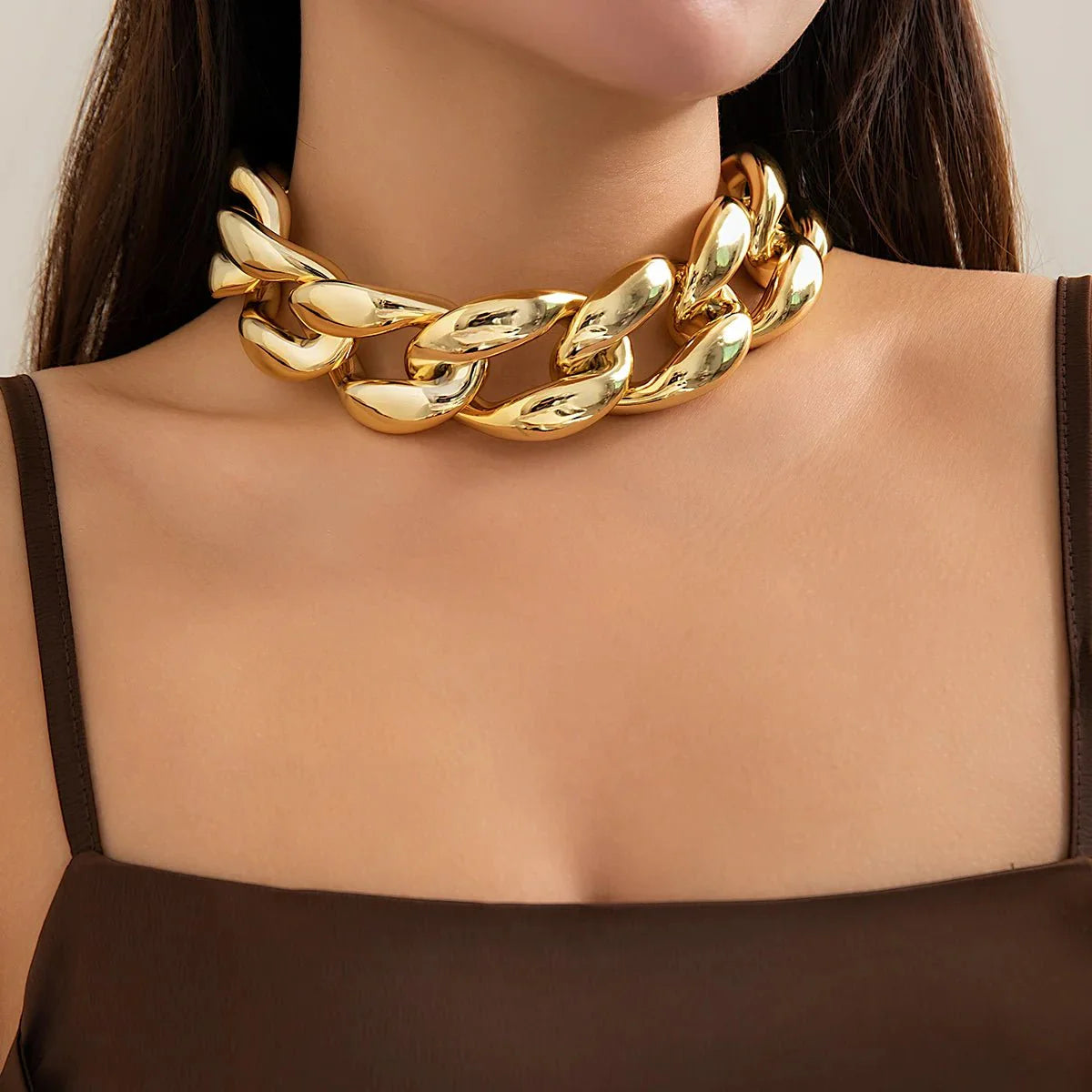 Exaggerated Chunky Cuban Link Choker Necklace - Aryomi
