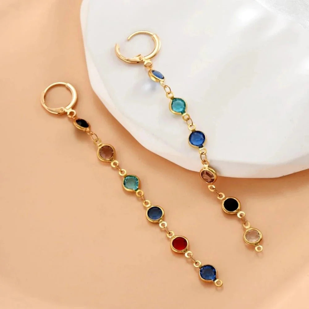 Gem Drop Hoop Earrings - Aryomi