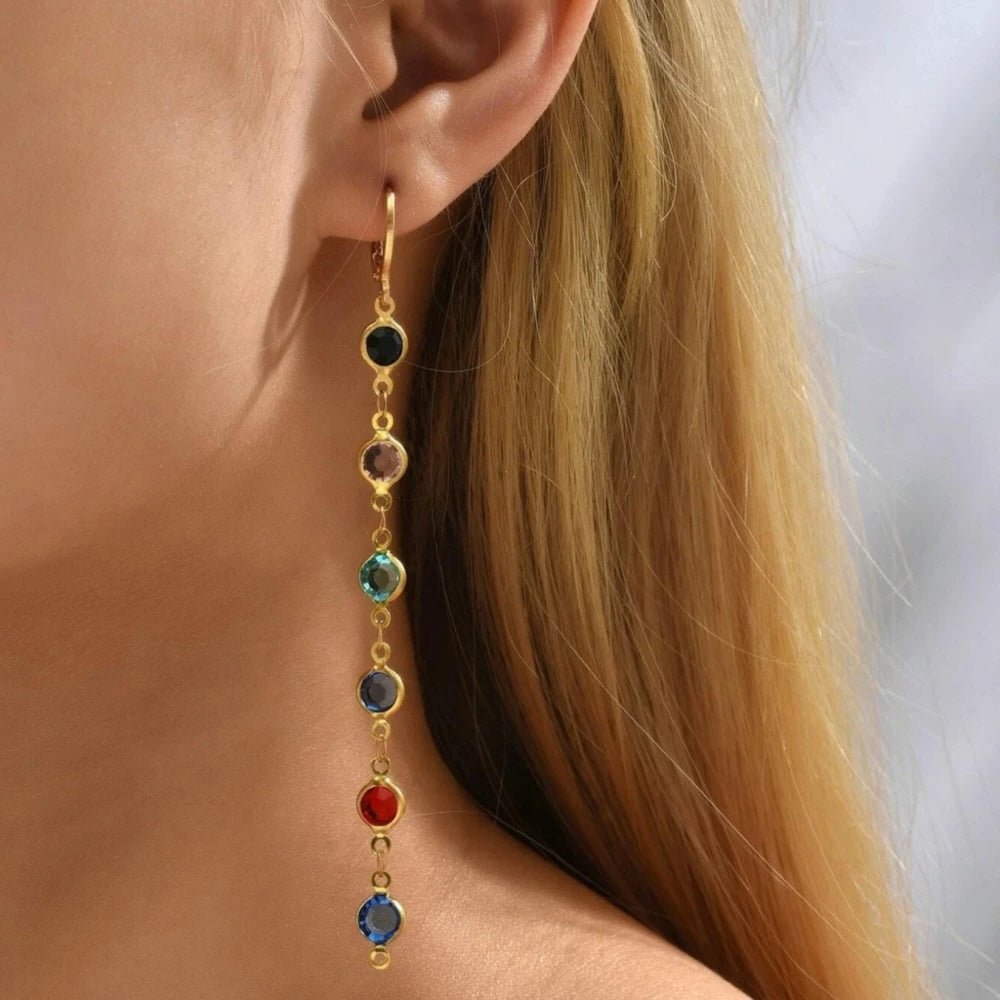 Gem Drop Hoop Earrings - Aryomi