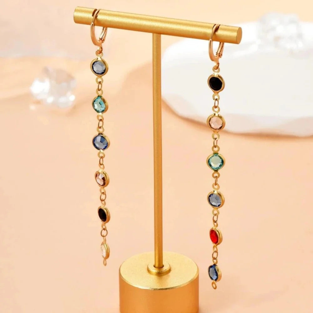 Gem Drop Hoop Earrings - Aryomi