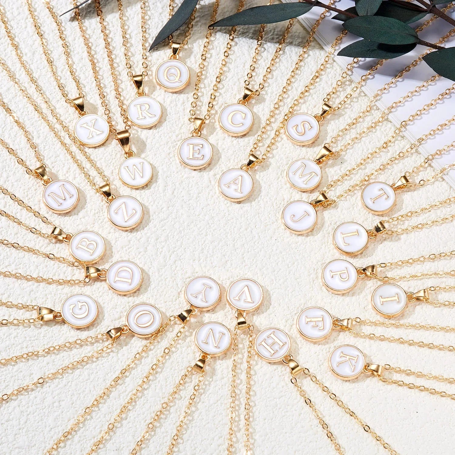 Gold Accented Circle Letter Initial Necklace - Aryomi