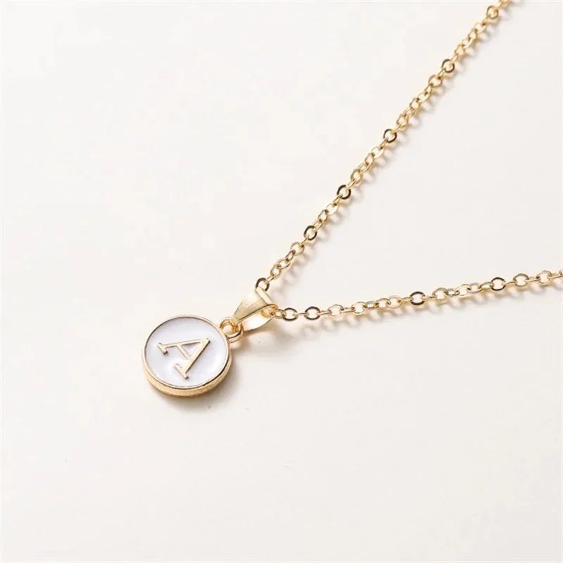 Gold Accented Circle Letter Initial Necklace - Aryomi