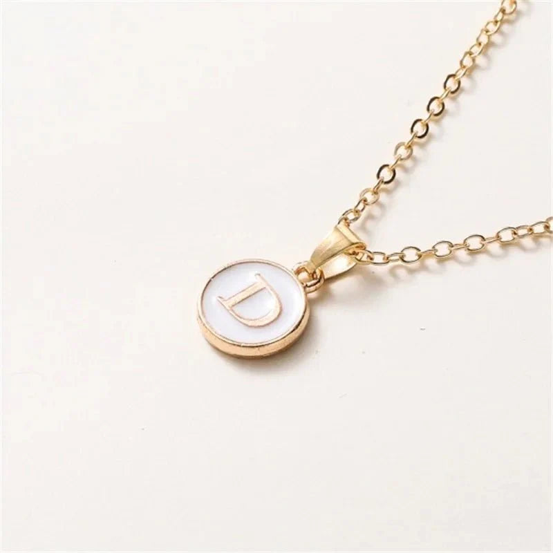 Gold Accented Circle Letter Initial Necklace - Aryomi