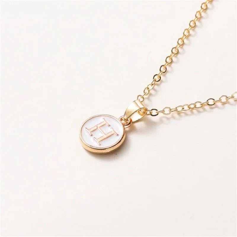 Gold Accented Circle Letter Initial Necklace - Aryomi