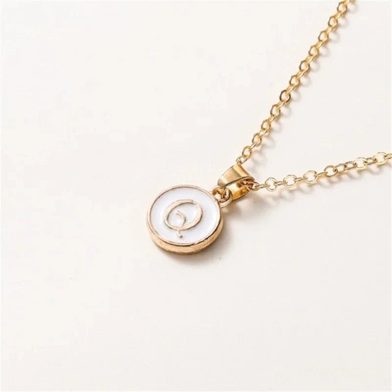 Gold Accented Circle Letter Initial Necklace - Aryomi