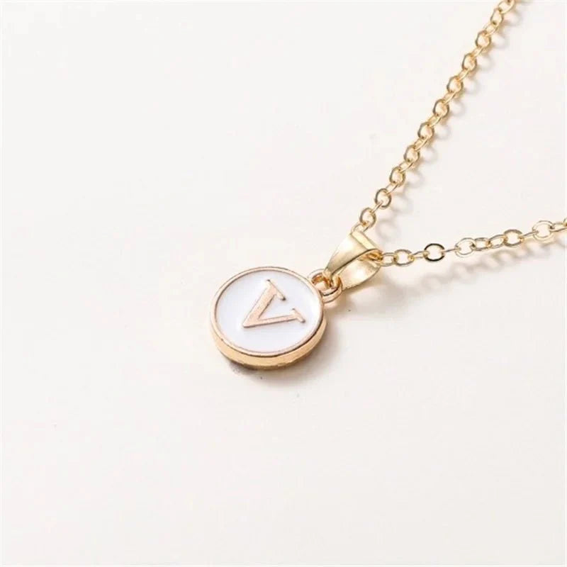 Gold Accented Circle Letter Initial Necklace - Aryomi