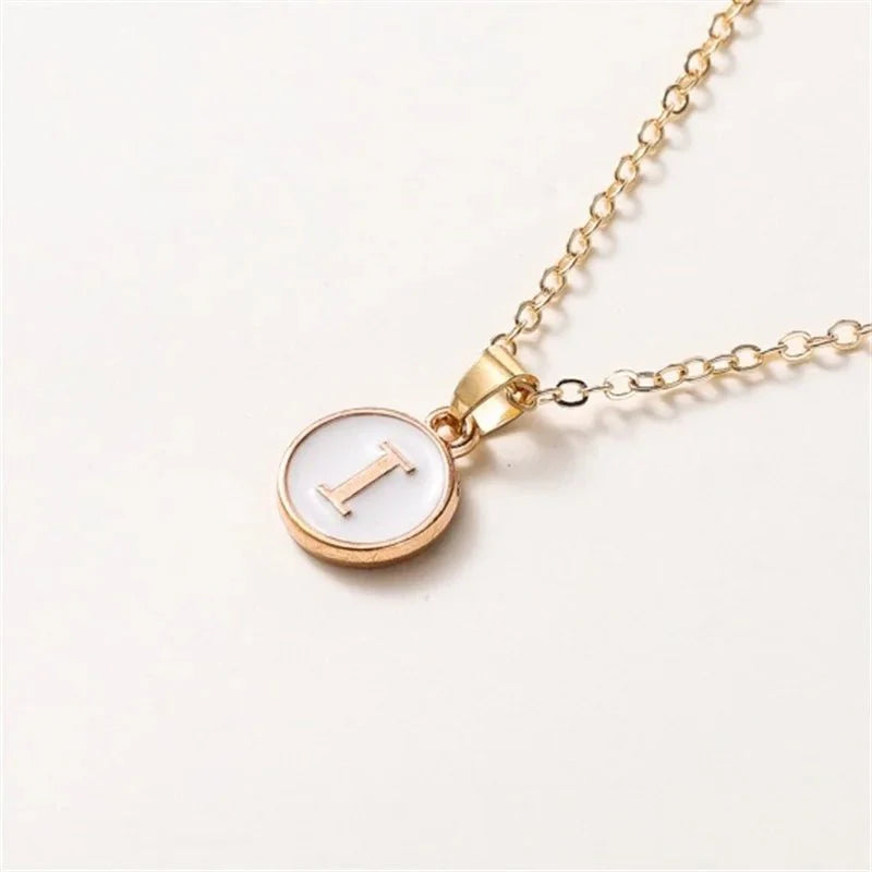Gold Accented Circle Letter Initial Necklace - Aryomi