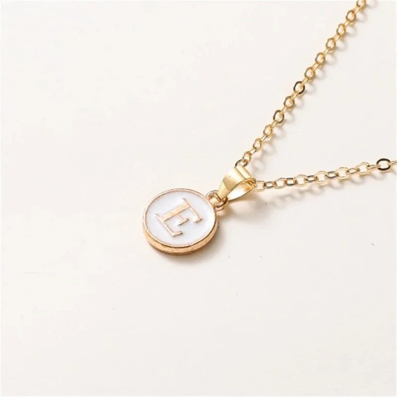 Gold Accented Circle Letter Initial Necklace - Aryomi