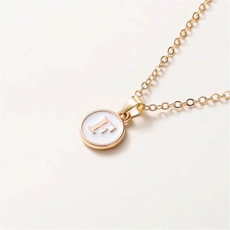 Gold Accented Circle Letter Initial Necklace - Aryomi