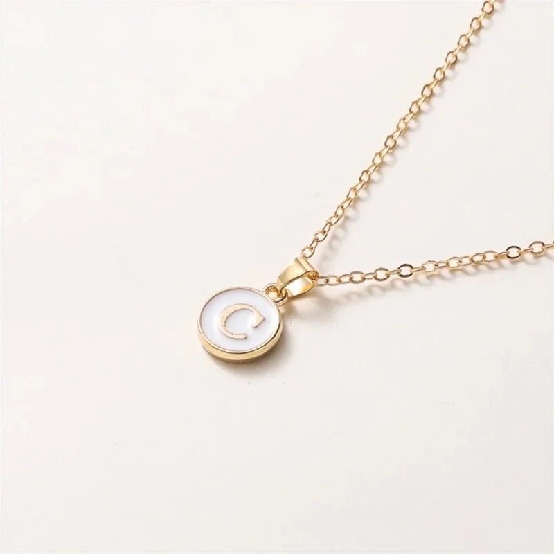 Gold Accented Circle Letter Initial Necklace - Aryomi