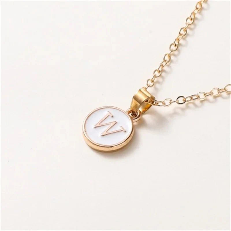 Gold Accented Circle Letter Initial Necklace - Aryomi