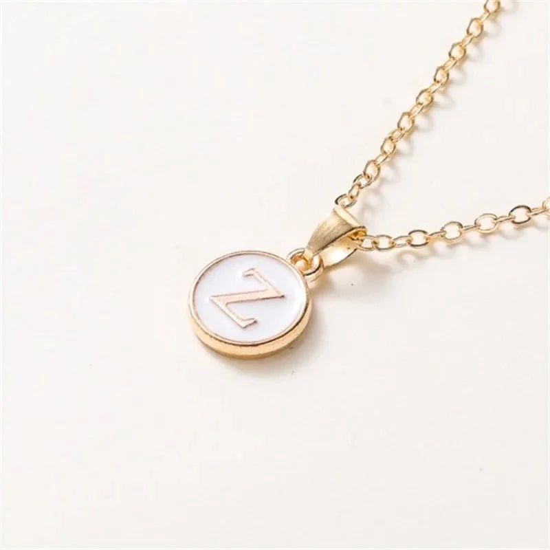 Gold Accented Circle Letter Initial Necklace - Aryomi